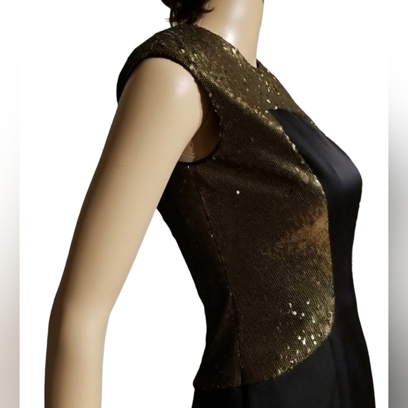 Ted Baker Gold-sequined Fitted Little Black Dress / Sz XS - Picture 3 of 17